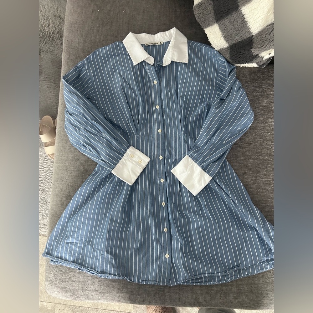 Abercrombie Blue Striped Poplin Dress